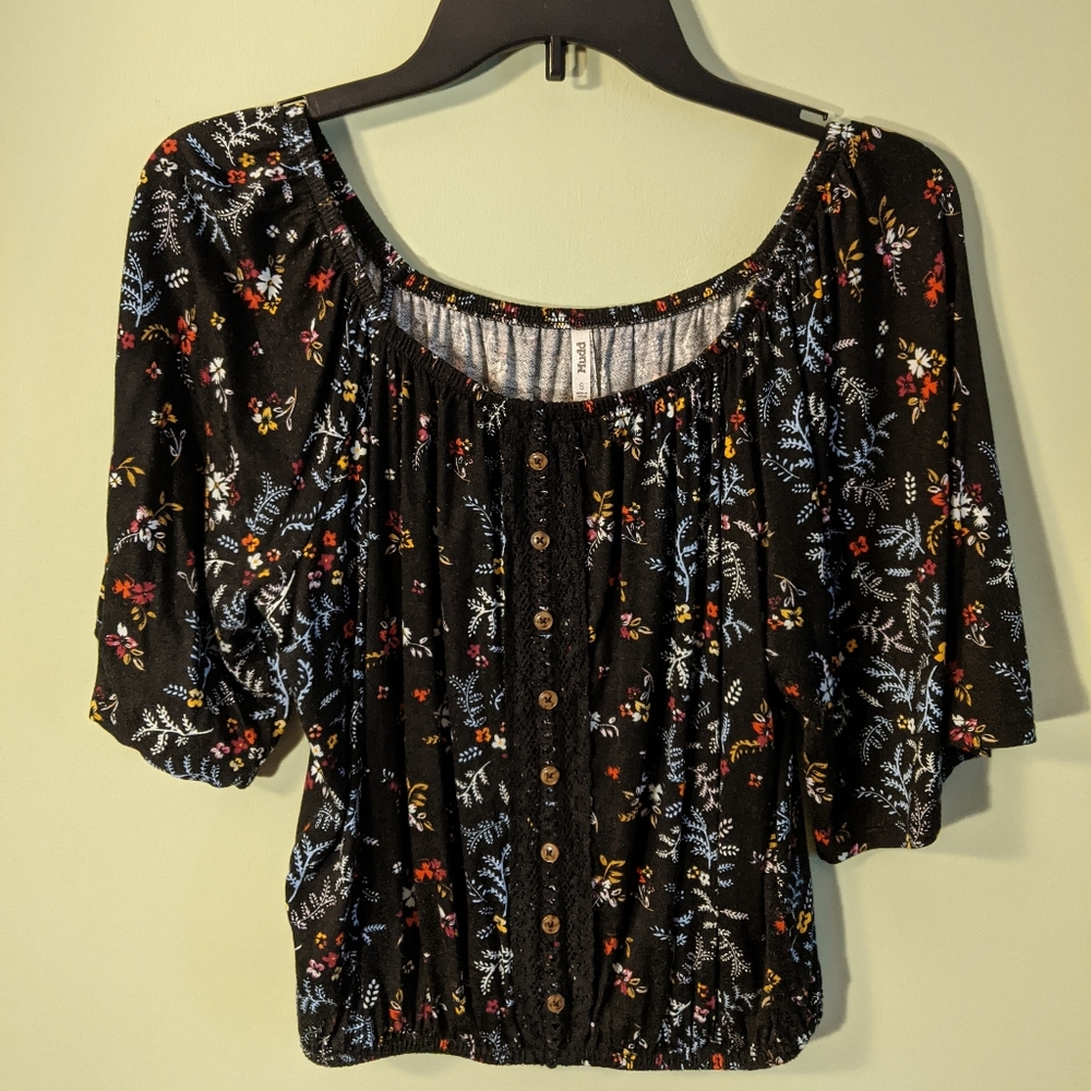 Black floral shirt